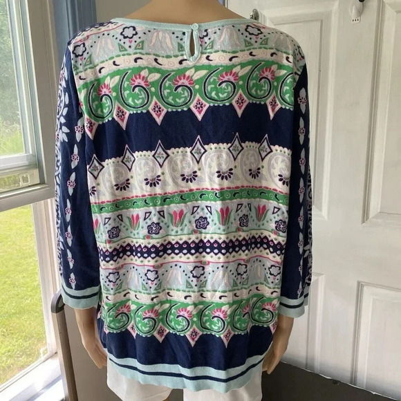 Talbots Womens XLp Silk Blend Sweater Pullover Floral Tapestry Round Neck Soft - Picture 5 of 6